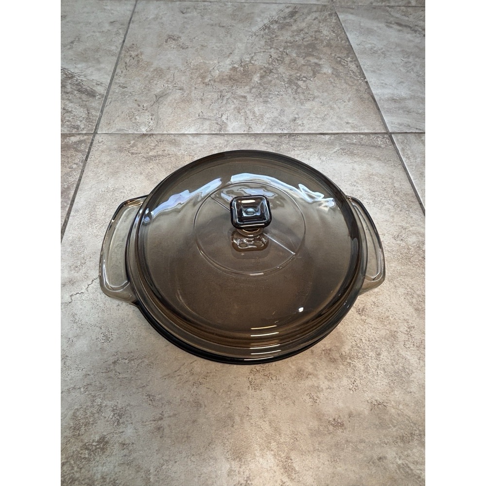 Vintage Anchor Hocking Amber Glass 1.5 Qt Casserole Dish w/ Lid USA 1087